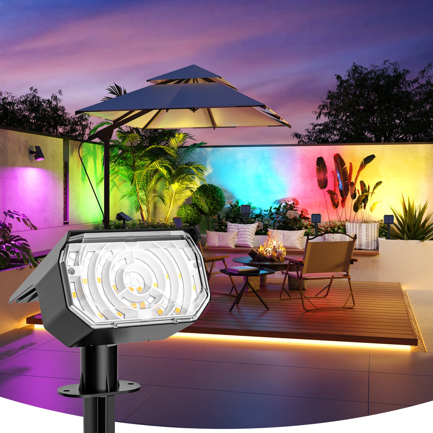 Solar Spot Lights Outdoor Waterproof IP67, 60 LED Landscape Spotlights for Tree Yard Garden House Driveway Pathway