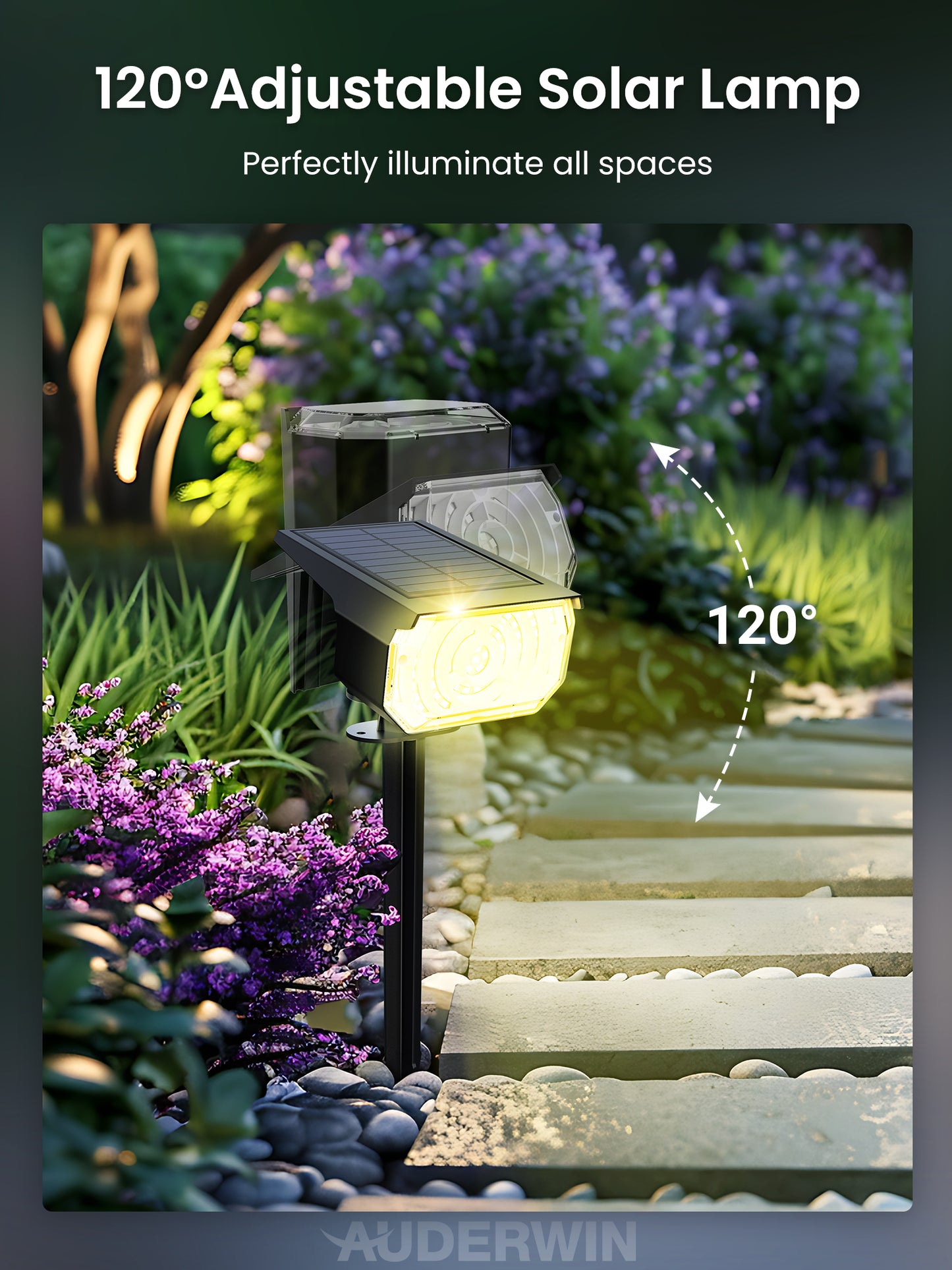 Solar Spot Lights Outdoor Waterproof IP67, 60 LED Landscape Spotlights for Tree Yard Garden House Driveway Pathway