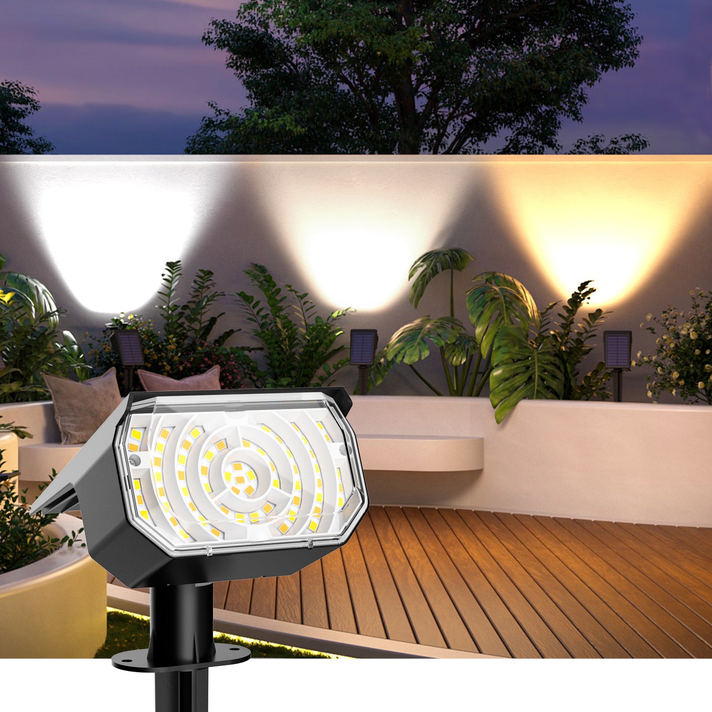 Solar Spot Lights Outdoor Waterproof IP67, 60 LED Landscape Spotlights for Tree Yard Garden House Driveway Pathway