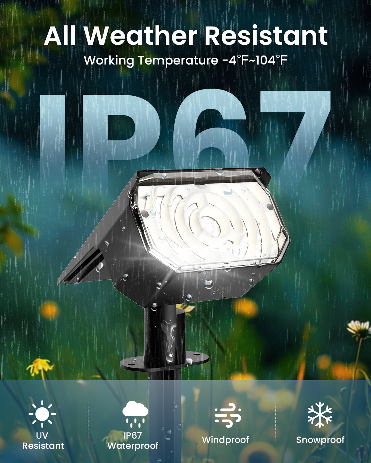 Solar Spot Lights Outdoor Waterproof IP67, 60 LED Landscape Spotlights for Tree Yard Garden House Driveway Pathway