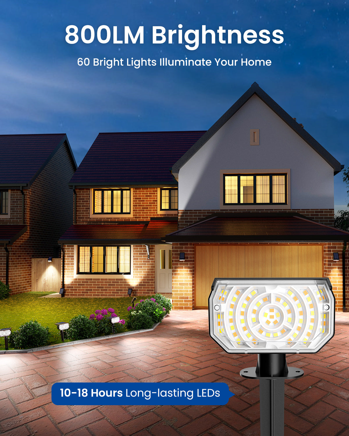 Solar Spot Lights Outdoor Waterproof IP67, 60 LED Landscape Spotlights for Tree Yard Garden House Driveway Pathway